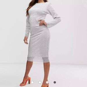 Club L London plisse sequin midi dress